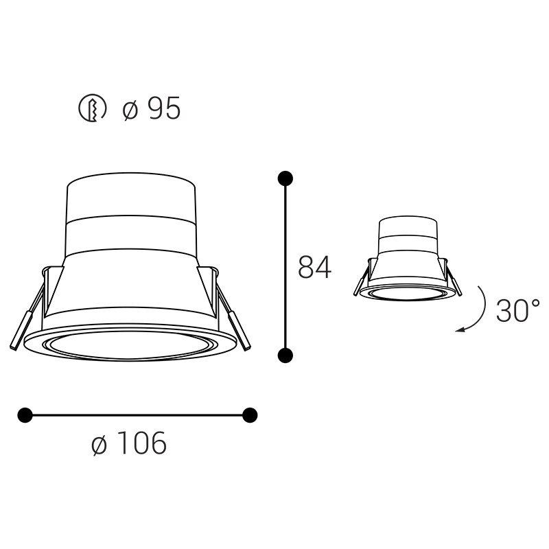 LED2 2236851DT LED2 Zápustné svítidlo ZERO II TILT, W TRIAC DIM 8W 3000K/3500K/4000K bílá - LED2 Lighting (obrázek 3)