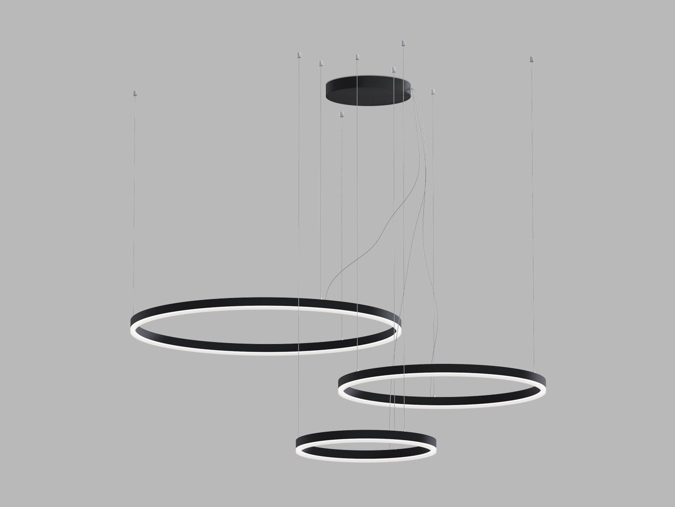 LED2 3274753ZBTW LED2 Závěsné svítidlo CIRCLE SET 3 P-Z, B ZIGBEE TW 136W 3000K-4000K černá - LED2 Lighting