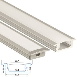 Obrázek pro produkt Vestavný hliníkový profil VS, 24x8 mm, včetně mléčného difuzoru, 2 m