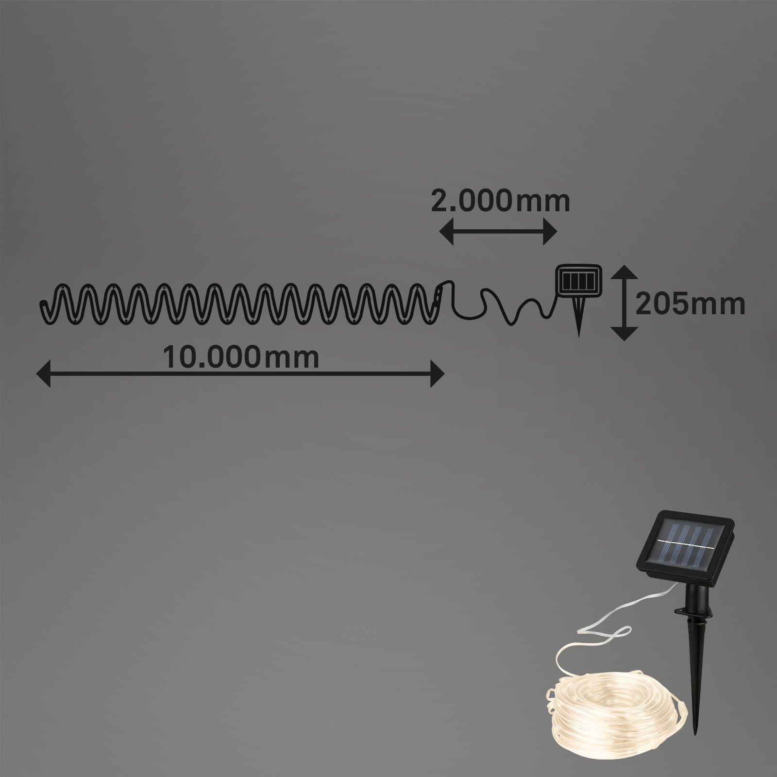 BRILO 2320100 LED pásek, 1000 cm, solární, 3000K, transparentní - BRILONER (obrázek 6)