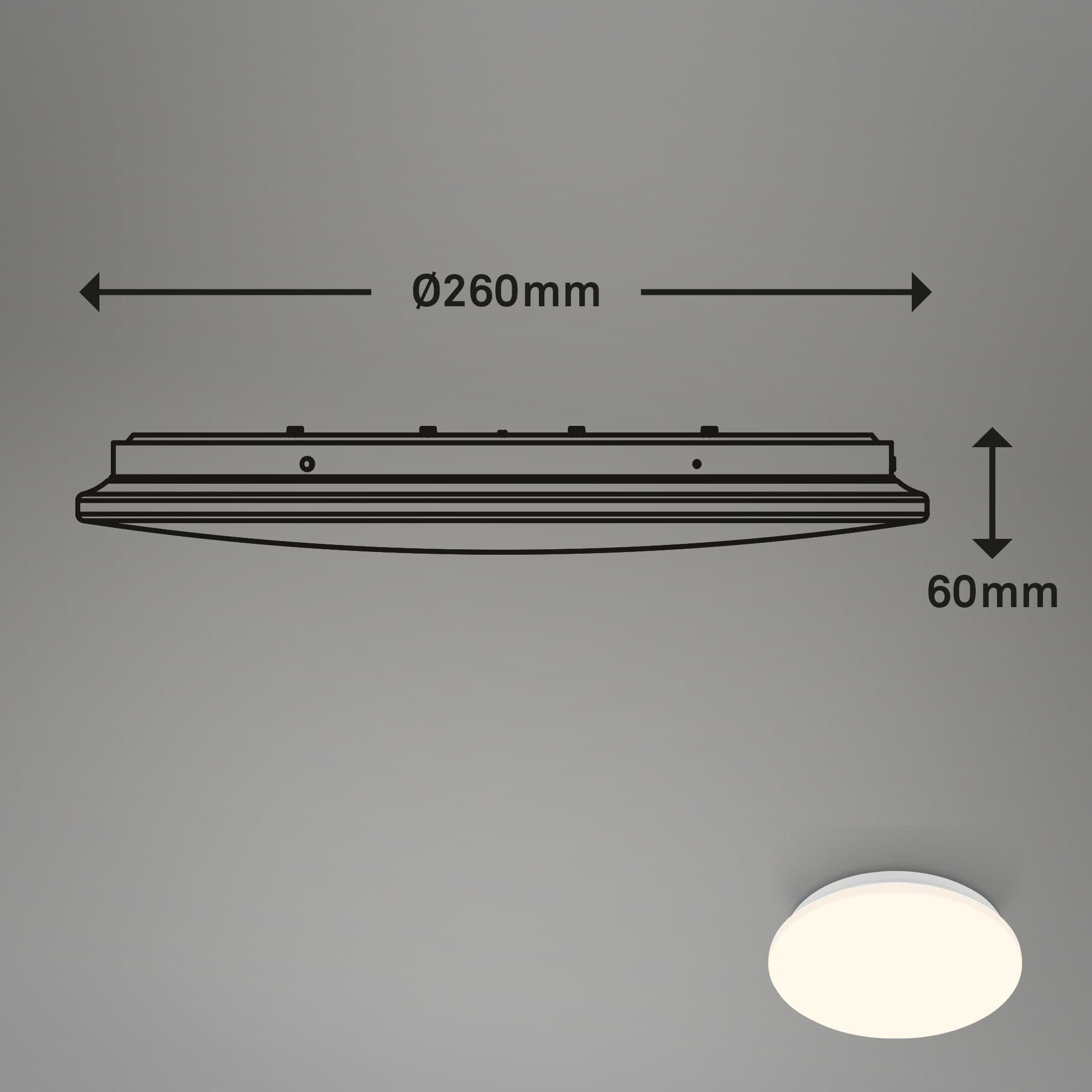 BRILO 3897016 LED stropní svítidlo s čidlem, 26 cm, 12W, 1190lm, bílé - BRILONER (obrázek 6)