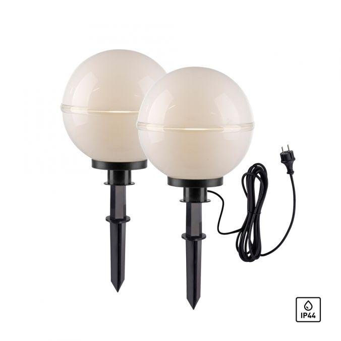LD 19323-16-2 Koule, 2ks sada, IP44, pr.30cm, bílá, vč. zápich - JUST LIGHT