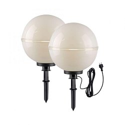 Obrázek pro produkt koule 2ks sada 40x40x71cm bílé s kabelem a zápichem pro venkovní použití - JUST LIGHT