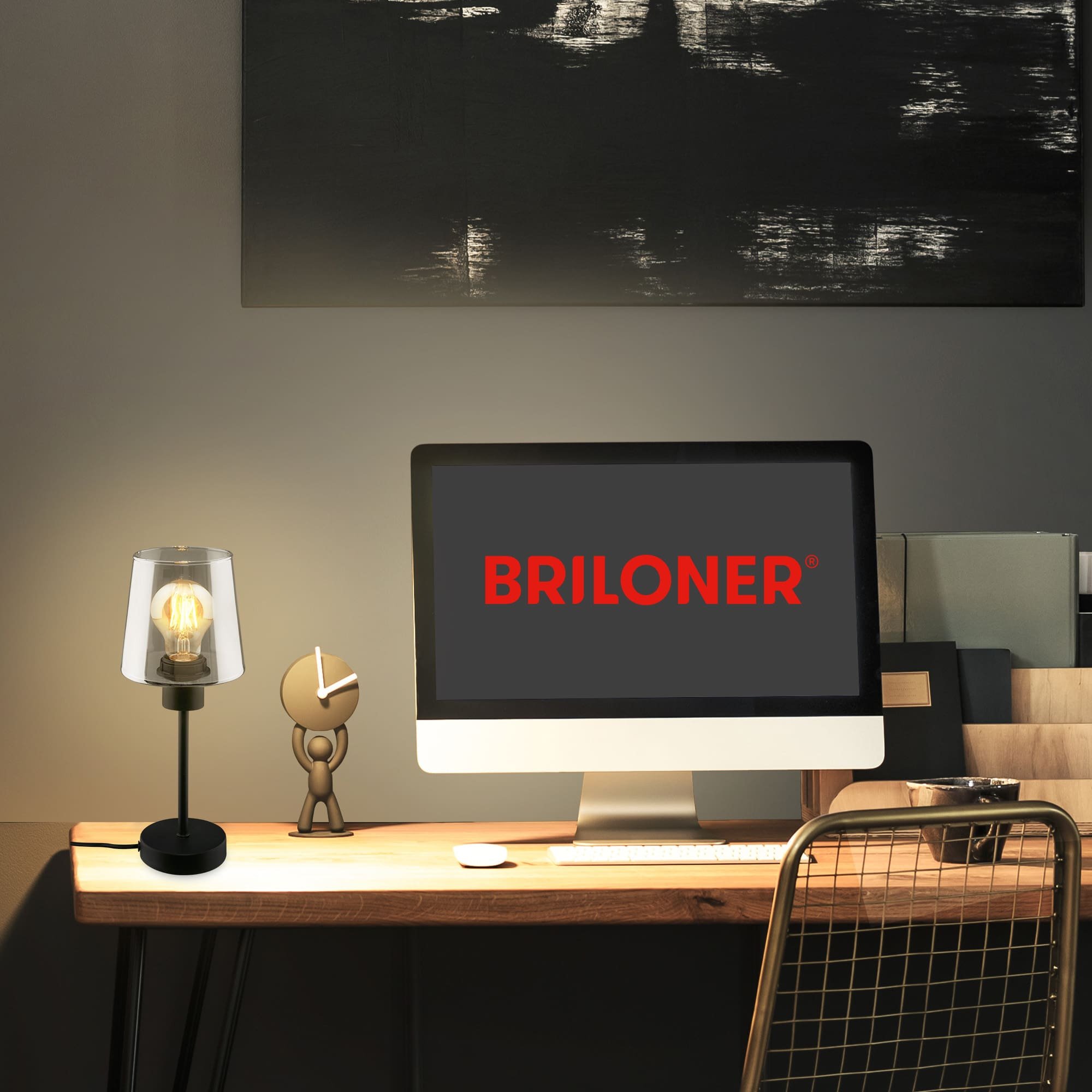 BRILO 7617015 Stolní lampa, 35,5 cm, 1x E27, max. 10W, černá - BRILONER (obrázek 3)