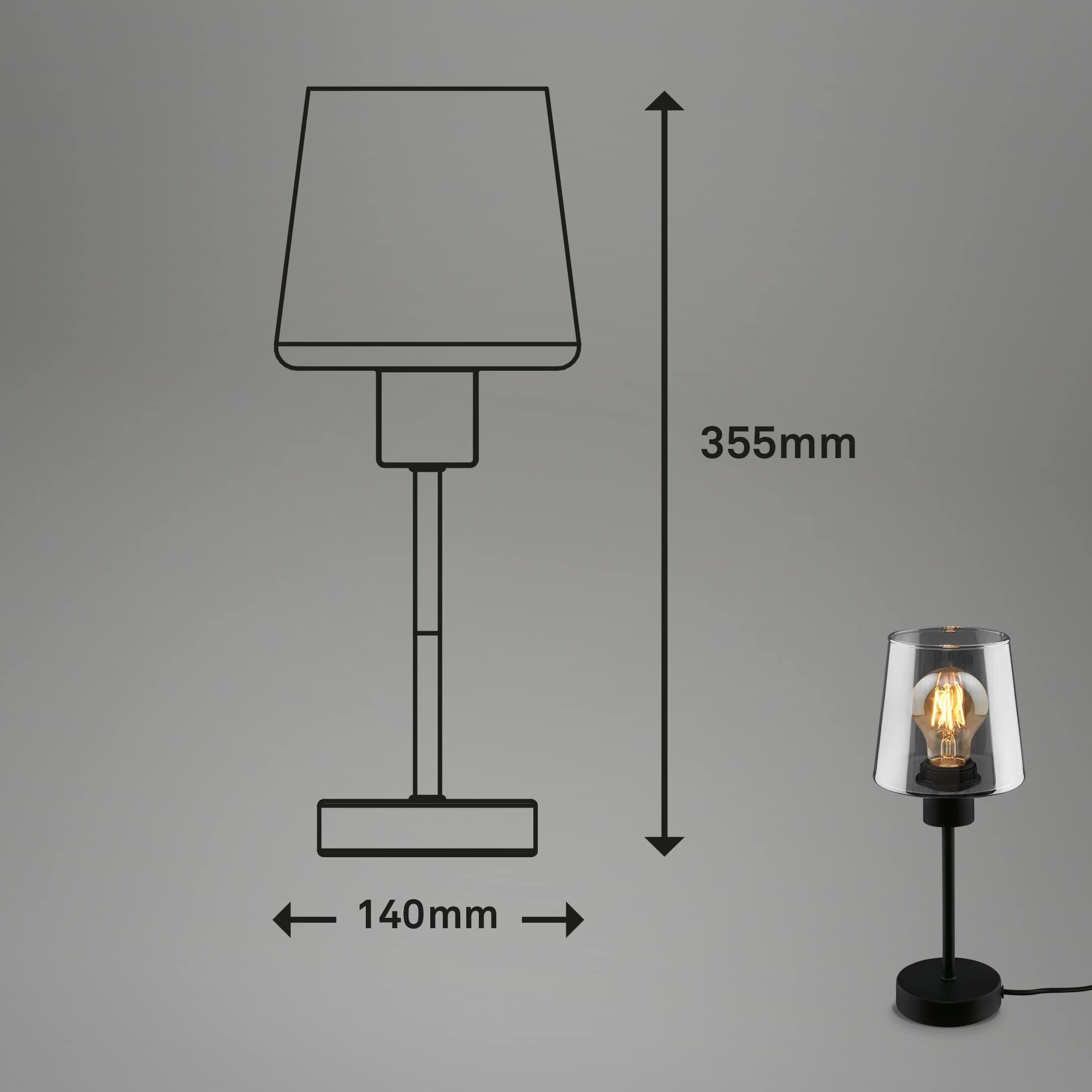 BRILO 7617015 Stolní lampa, 35,5 cm, 1x E27, max. 10W, černá - BRILONER (obrázek 5)