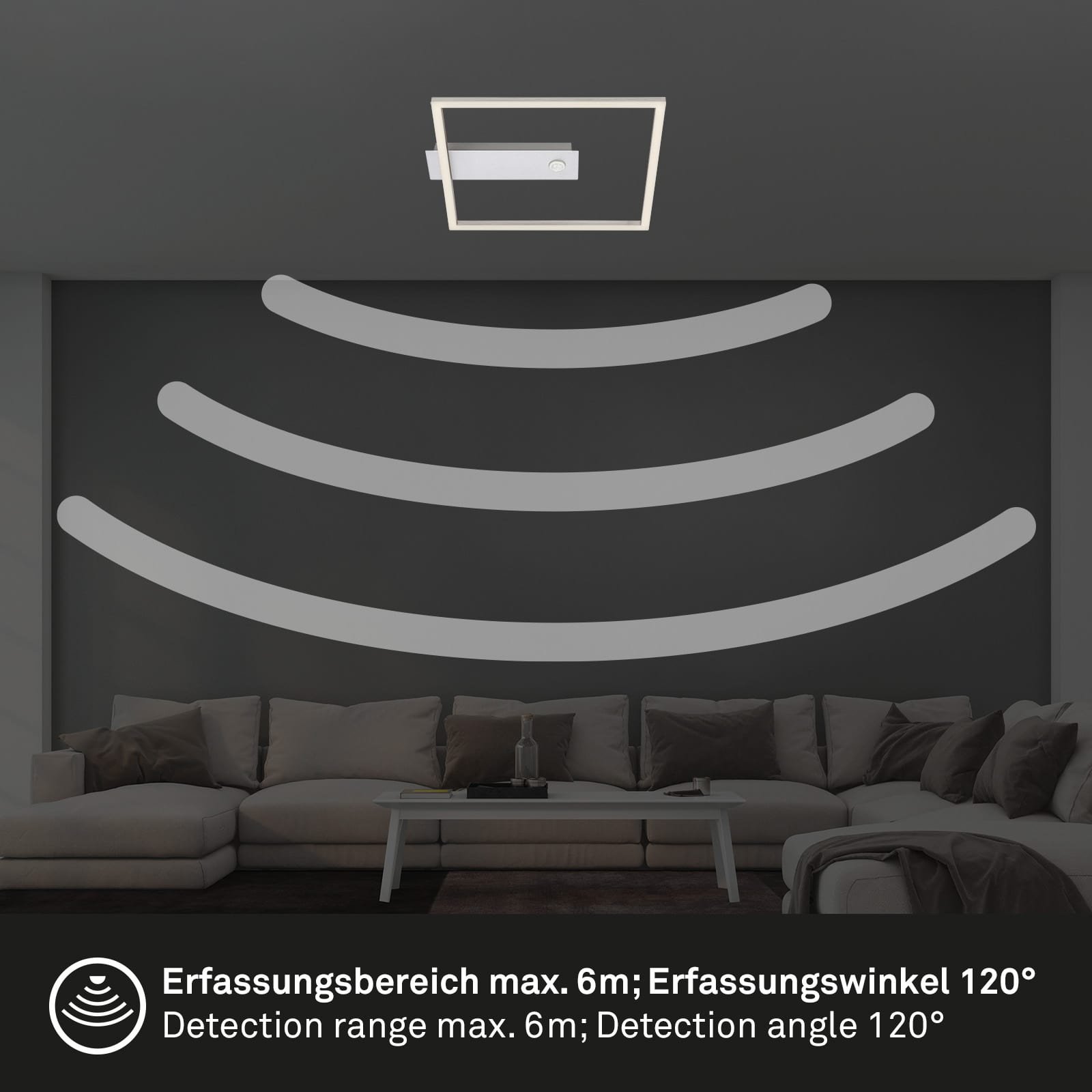 BRILO 3770019 LED stropní svítidlo s čidlem, 32 cm, 14W, 400lm, hliník - BRILONER (obrázek 3)