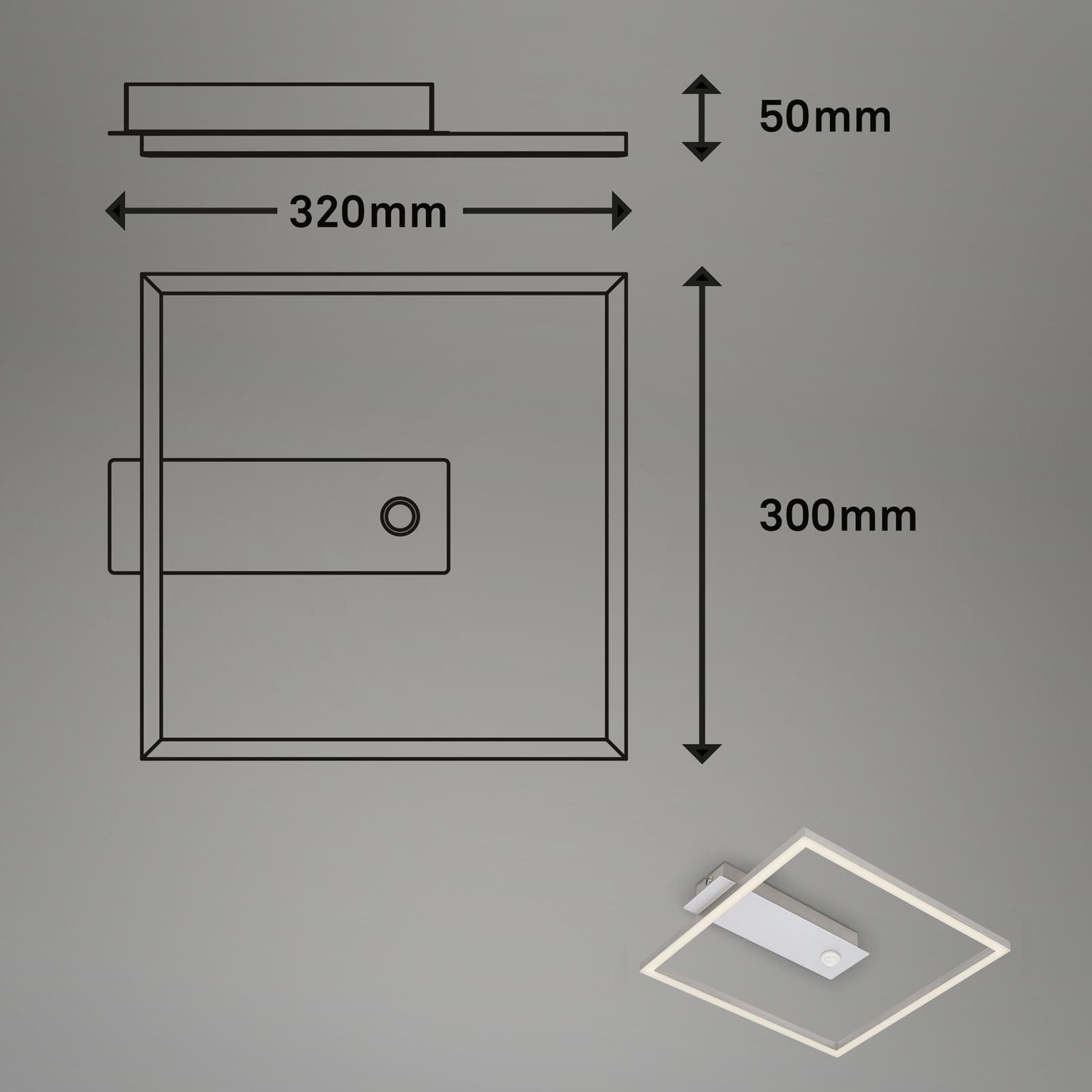 BRILO 3770019 LED stropní svítidlo s čidlem, 32 cm, 14W, 400lm, hliník - BRILONER (obrázek 6)
