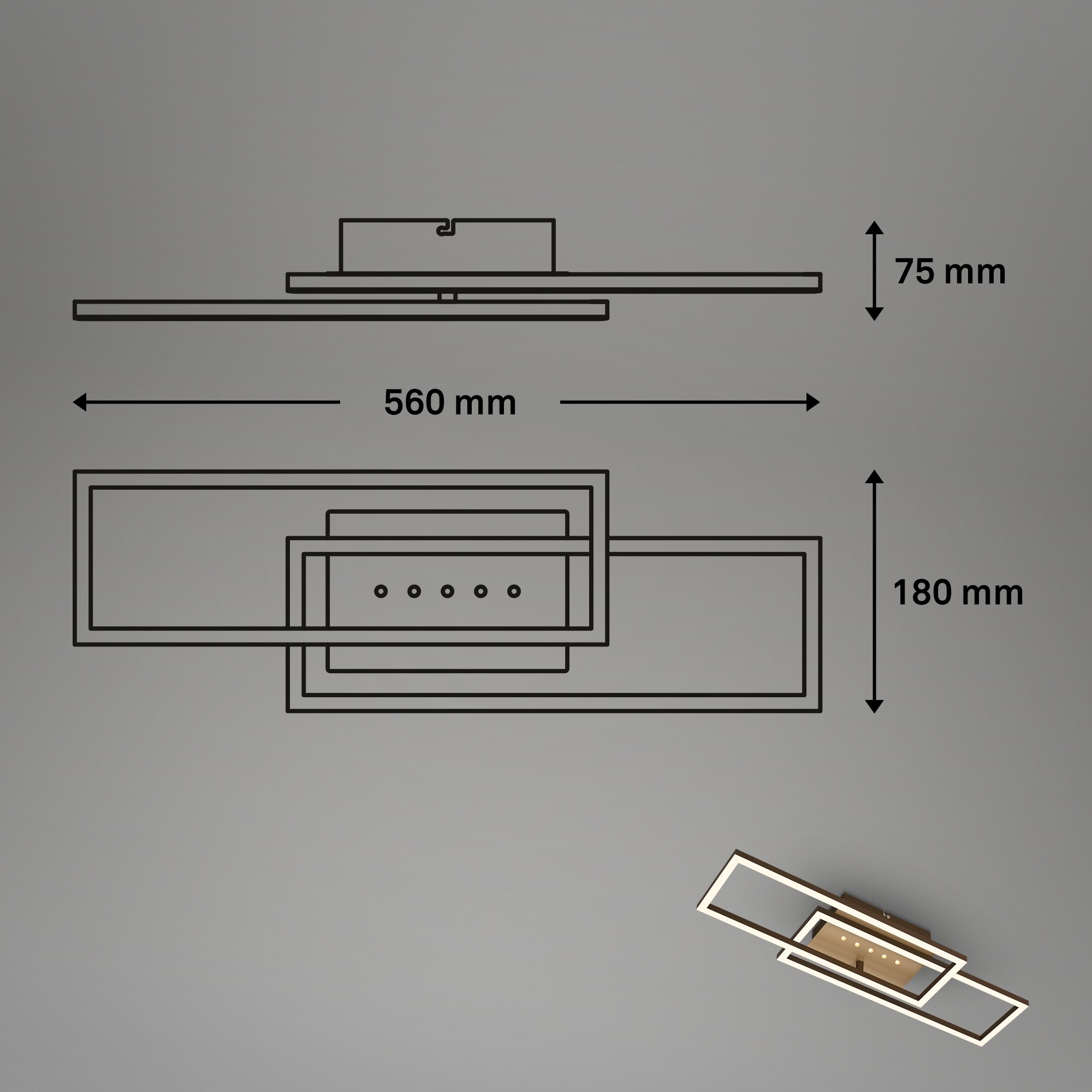 BRILO 3774017 LED stropní svítidlo, 56 cm, paměť, 30W, 2850lm, hnědo-zlatá - BRILO (obrázek 7)