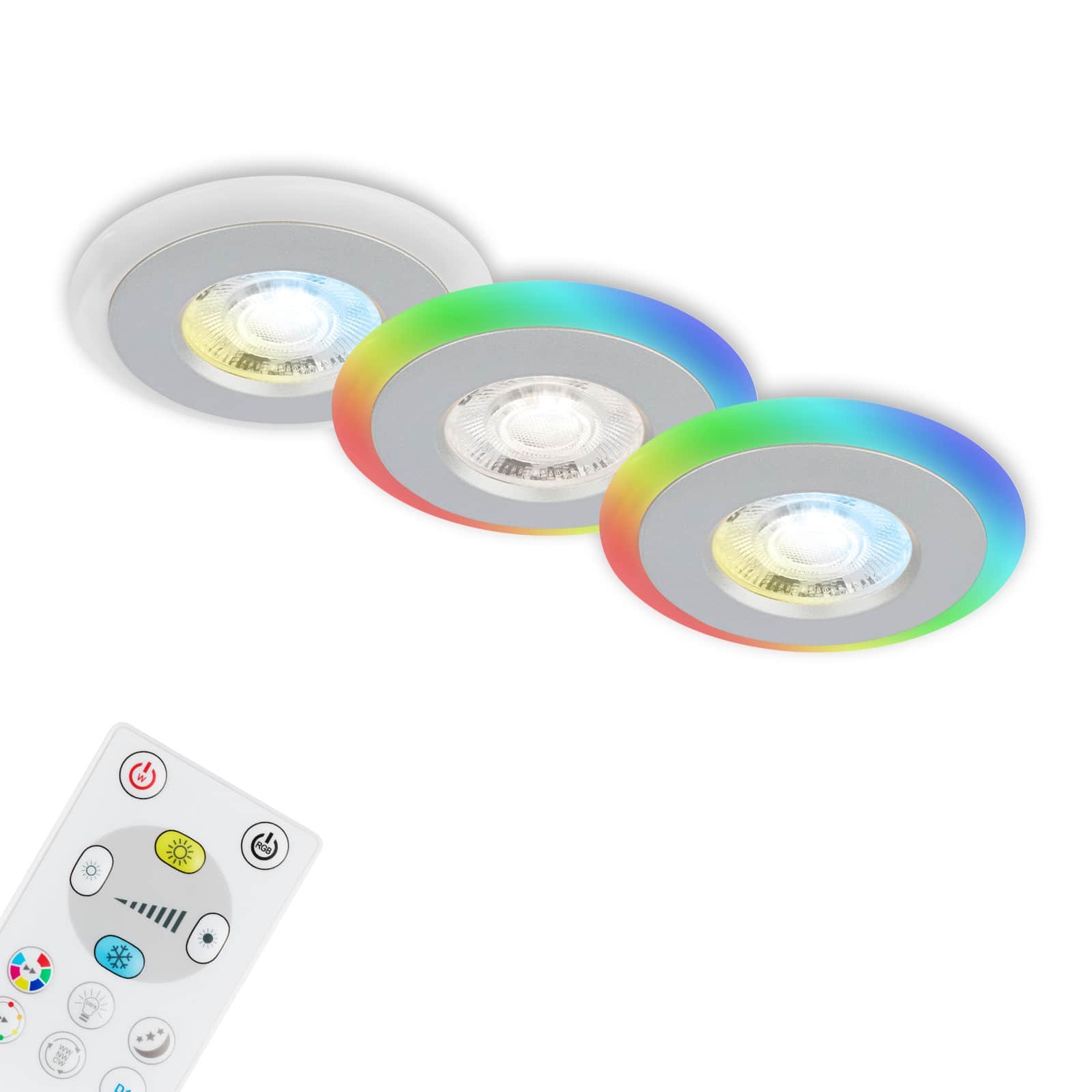 Levně BRI 7040-034 LED vestavná svítidla sada, pr.8,4 cm, 3x LED, 5 W, 460 lm, matný chrom - BRILONER