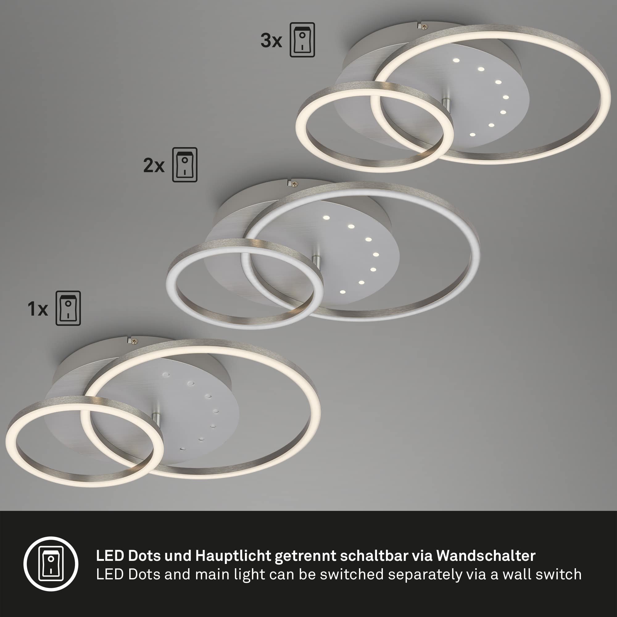 BRILO 3773019 LED stropní svítidlo, 40 cm, paměť, 26W, 2550lm, hliník - BRILO (obrázek 4)
