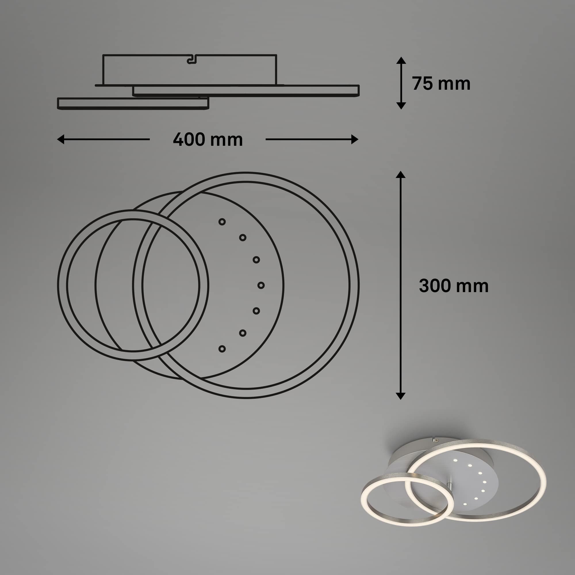 BRILO 3773019 LED stropní svítidlo, 40 cm, paměť, 26W, 2550lm, hliník - BRILO (obrázek 7)