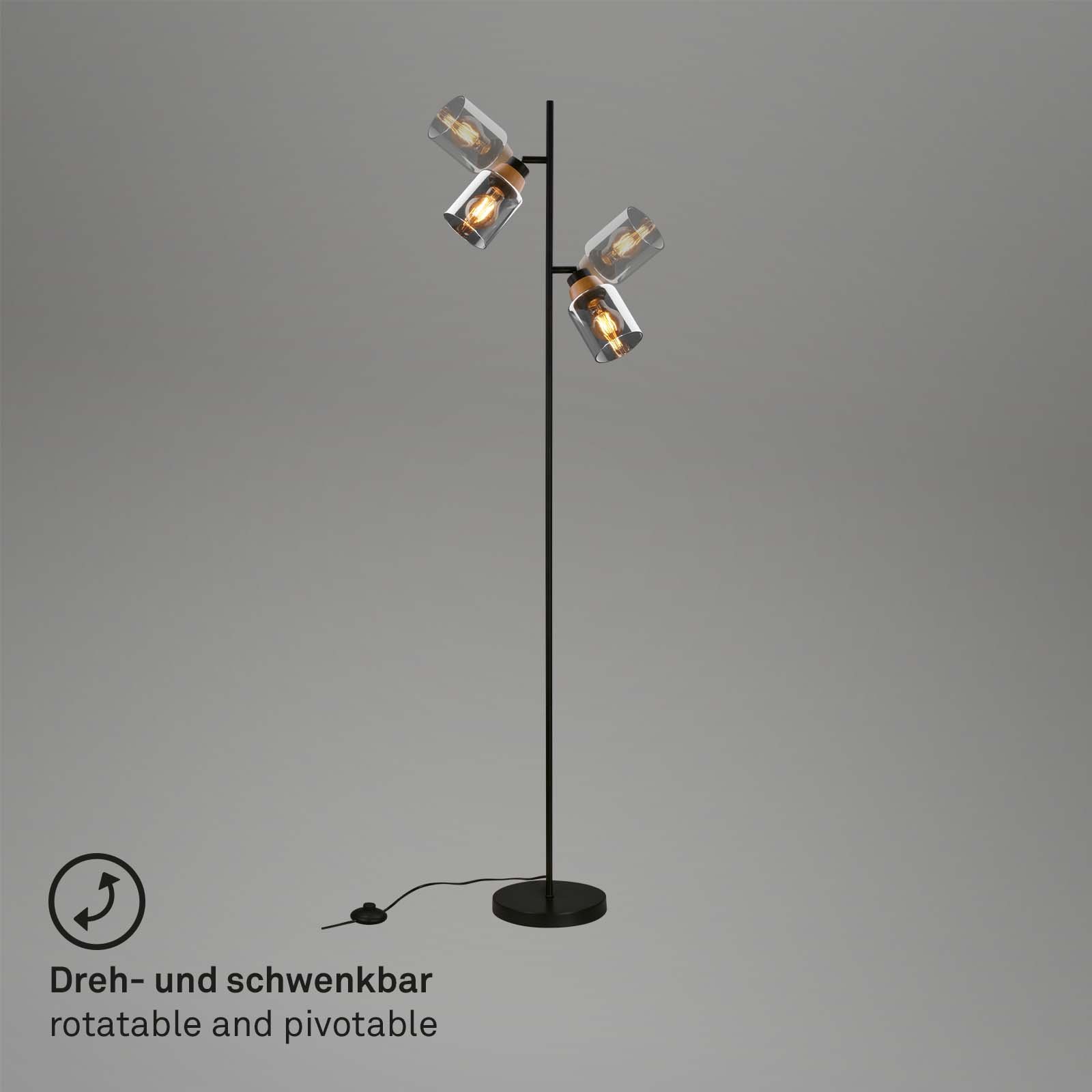 BRI 1486025 Stojací svítidlo, 150 cm, 2x E27, max. 10W, černá - BRILONER (obrázek 3)