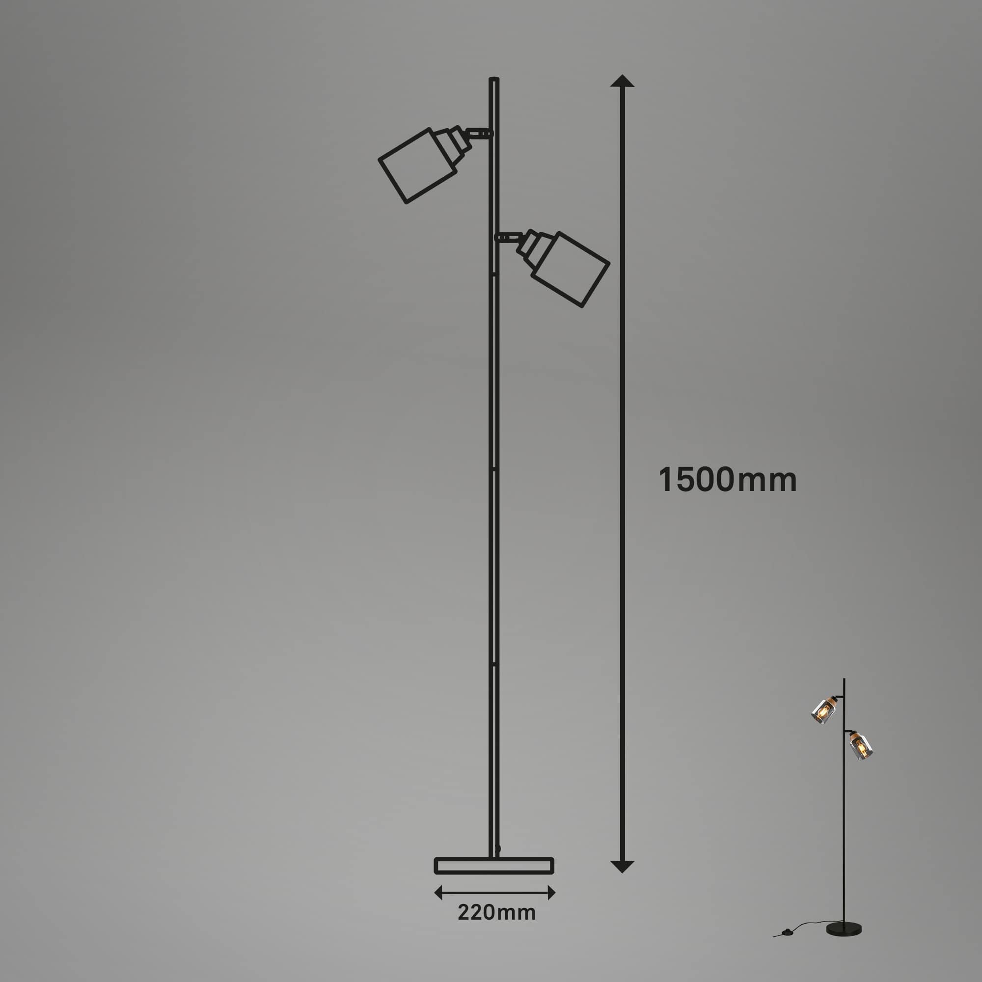 BRI 1486025 Stojací svítidlo, 150 cm, 2x E27, max. 10W, černá - BRILONER (obrázek 6)