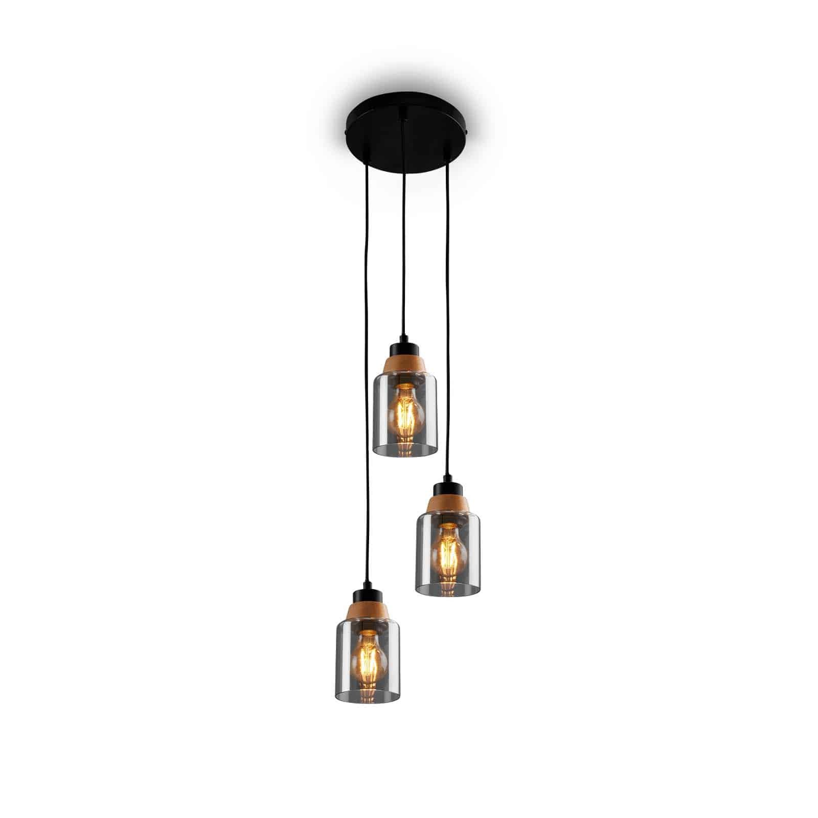 BRI 4486035 Závěsné svítidlo, 120 cm, 3x E27, max. 10W, kouřová - BRILONER