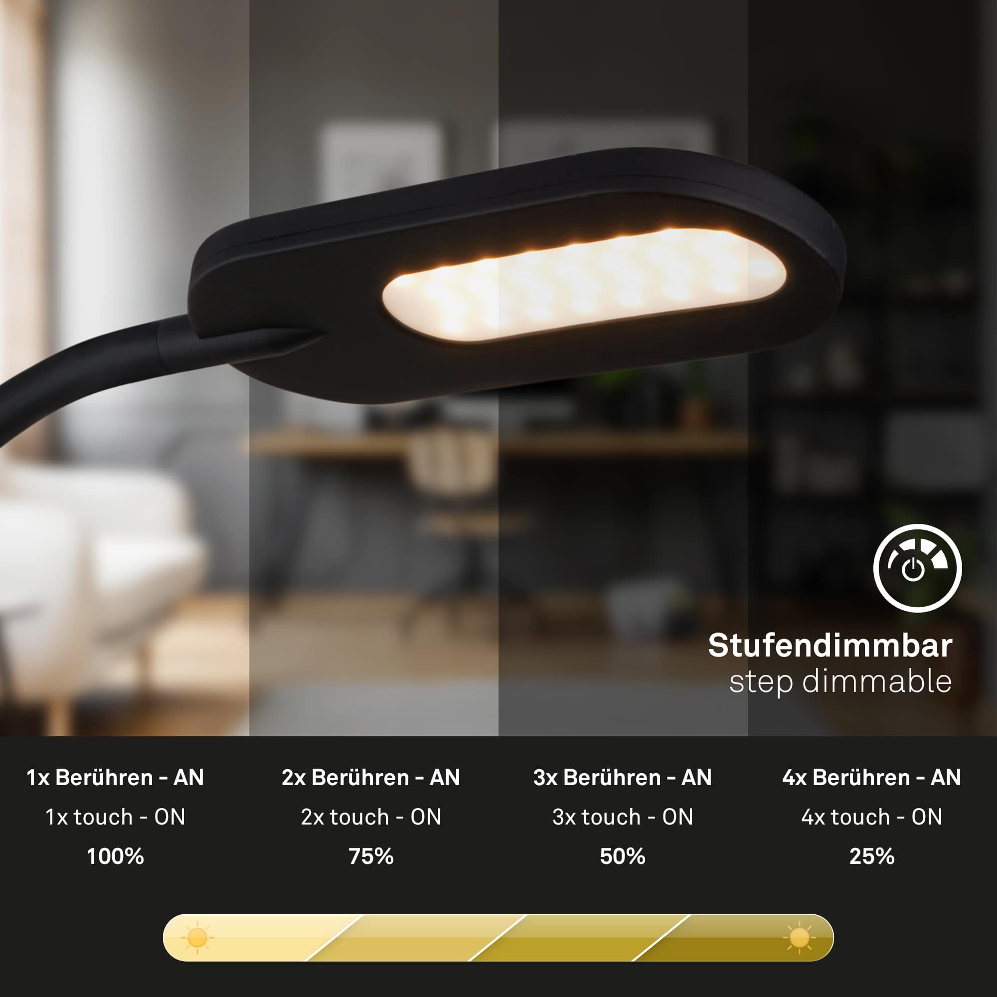 BRI 2177015 Nástěnné svítidlo, 52 cm, 6W, 650lm, černá - BRILONER (obrázek 4)