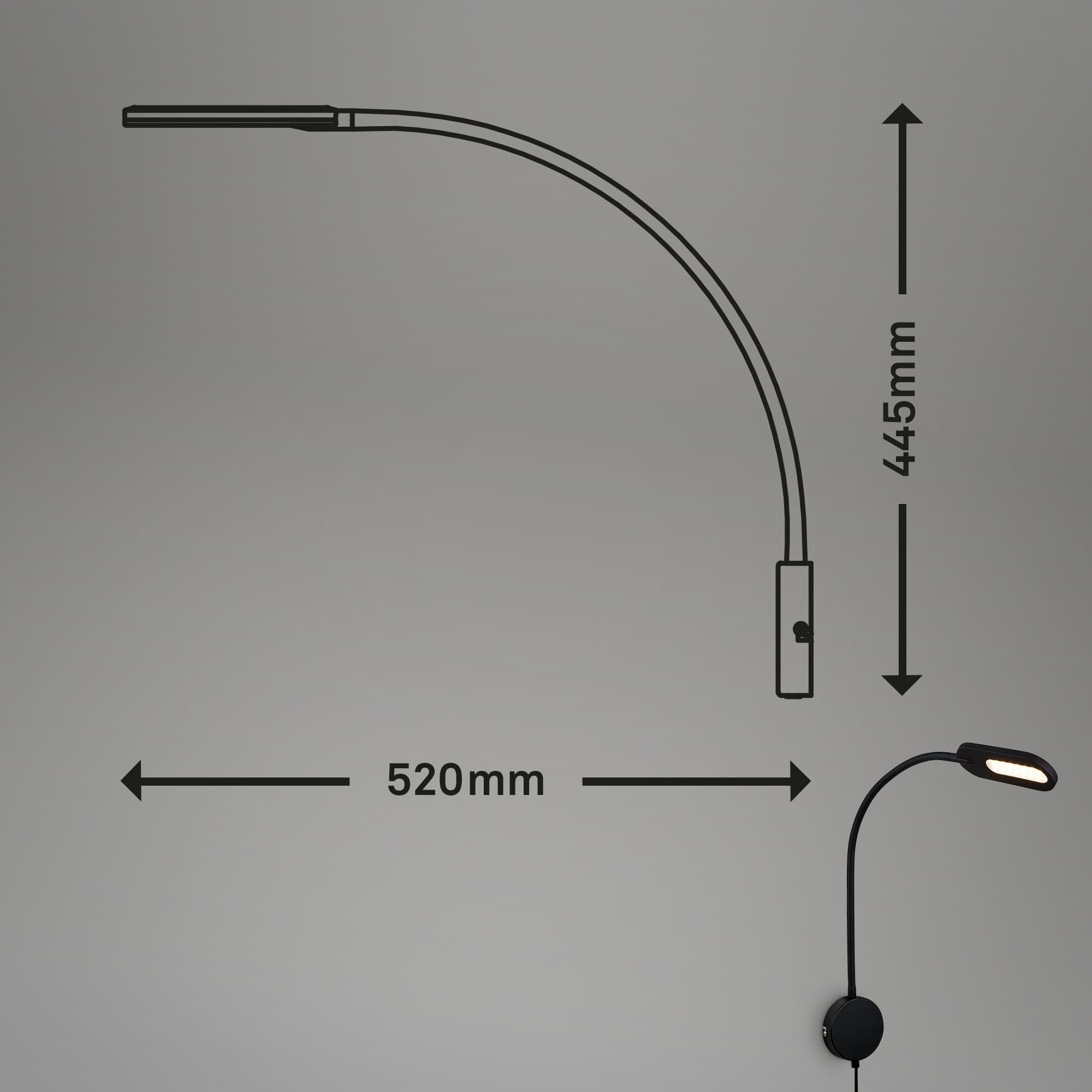 BRI 2177015 Nástěnné svítidlo, 52 cm, 6W, 650lm, černá - BRILONER (obrázek 8)