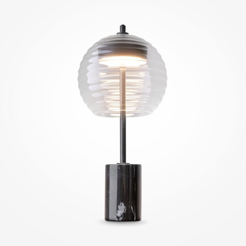 M P060TL-L12BK Stolní lampa Mystic 3000K 8W teplá bílá černý kov skleněné stínidlo - MAYTONI