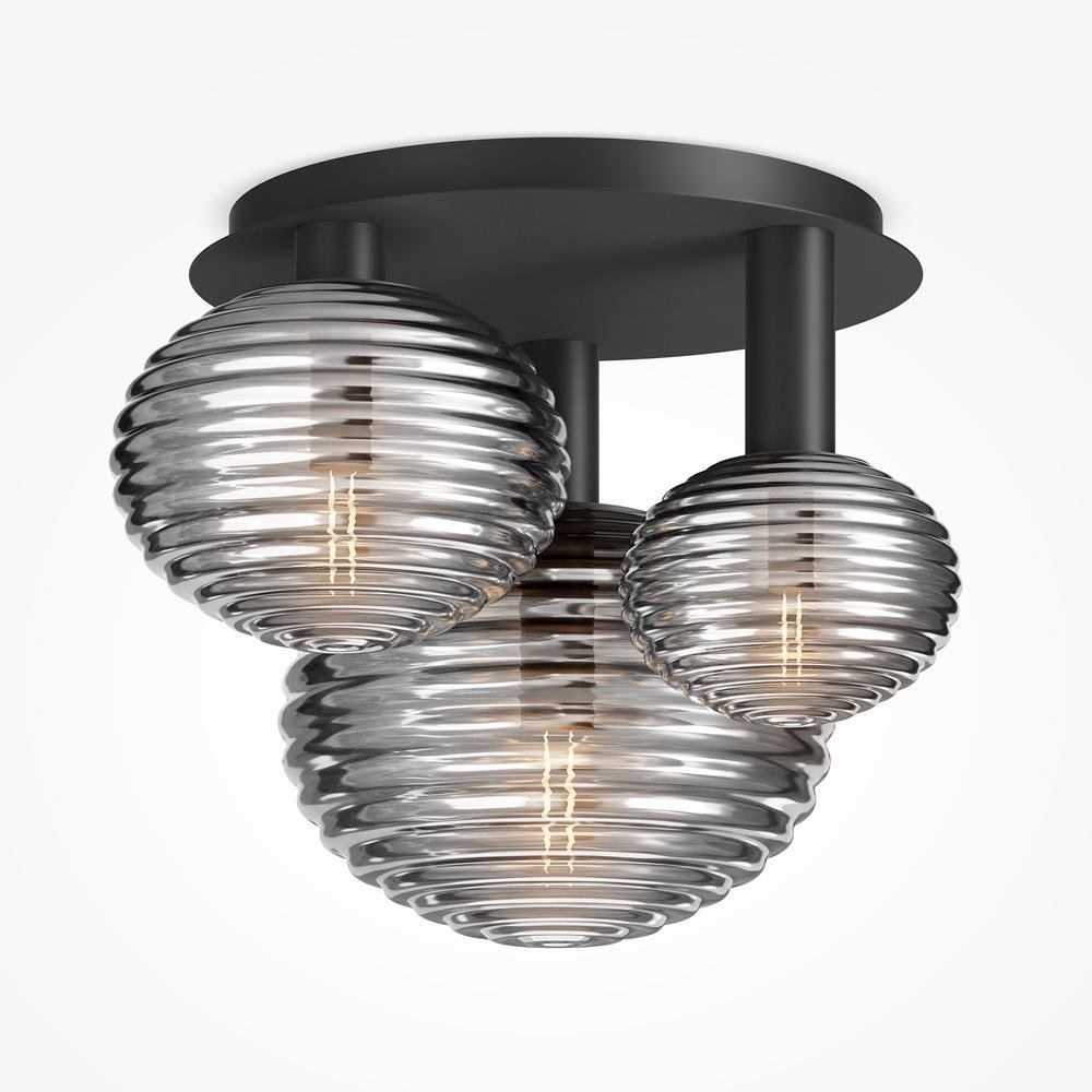M MOD268CL-03B Stropní svítidlo Reels E14 3x40W černý kov kouřové sklo - MAYTONI