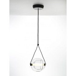 Obrázek pro produkt Capsula, závěsné svítidlo, vnější čiré + vnitřní fialové sklo / černý kov / černý kabel 7,5W LED 2700K, šířka 29,5cm - BROKIS A