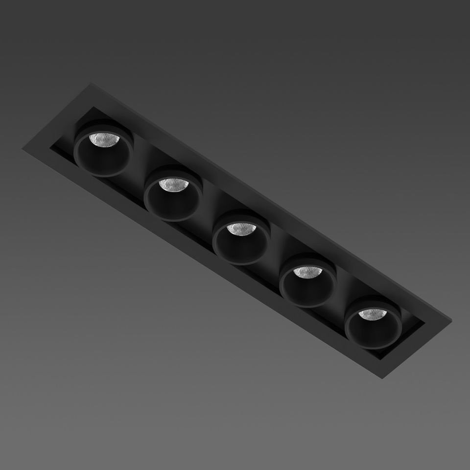 Levně BPM 410012.05.RF.BK-BK.40.ST.9.27.DA Zápustné svítidlo OKKO MODULAR 214x48 černé s rámečkem 5x1,4W CRI90 2700K DALI - BPM