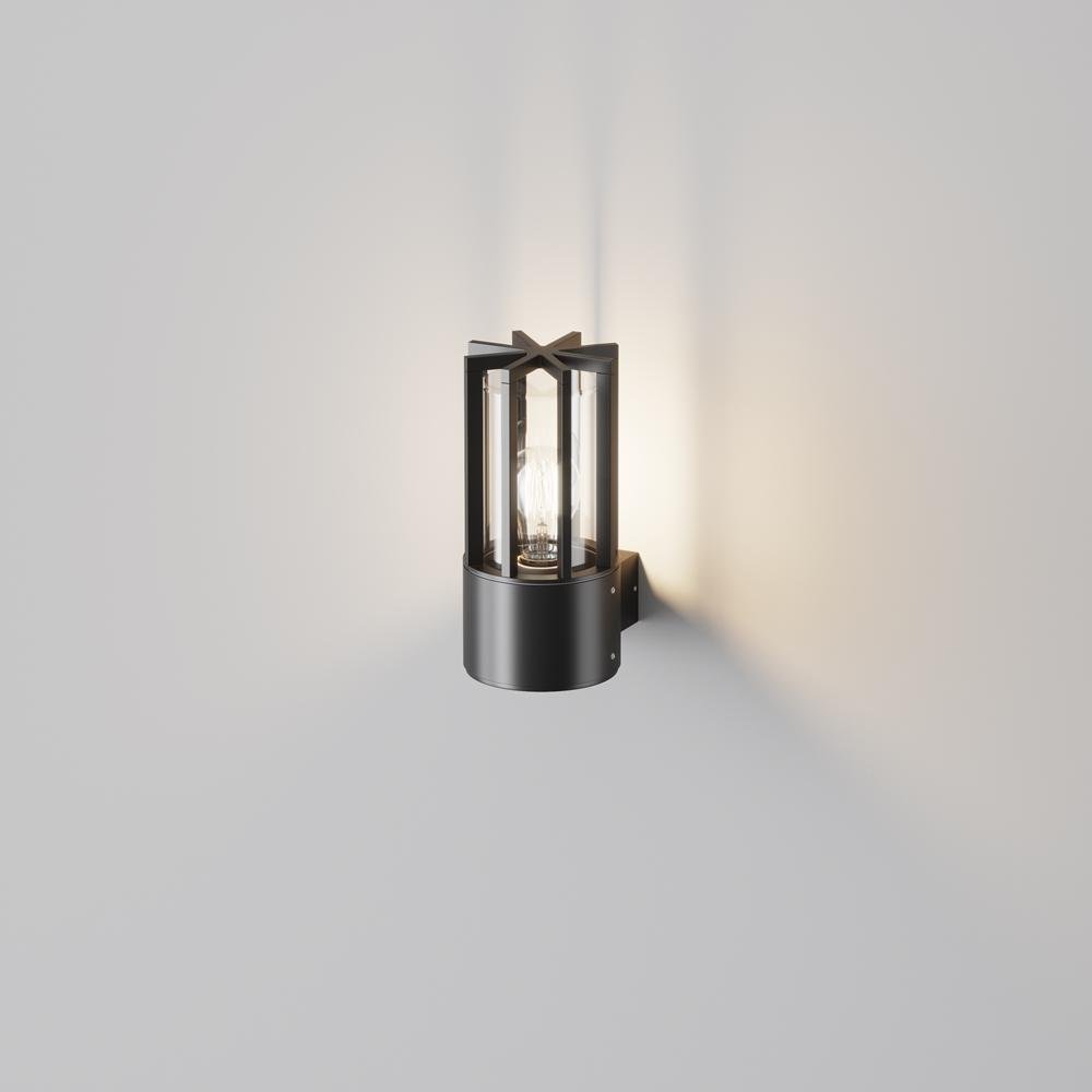 M O453WL-01GF Nástěnné svítidlo Barrel E27 15W IP54 černý hliník/průhledný plast - MAYTONI