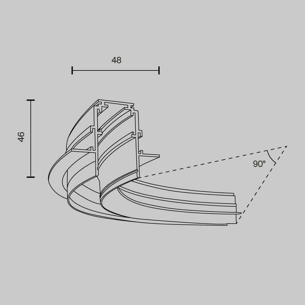M TRA044-ANGLE.12W Radius-Verbinder R300 Exility EinbaustromKolejnice pro magnetickou lištu 24 V für Gipskarton 12,5 mm, bílá TRA044-angle.12W - MAYTONI (obrázek 6)
