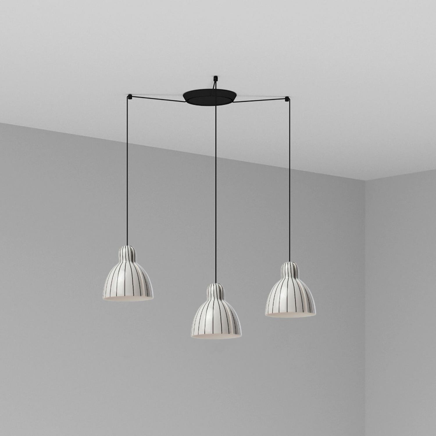 Levně FARO 64255-114-3L VENICE závěsné svítidlo 3x žárovka, bílá s pruhy - FARO