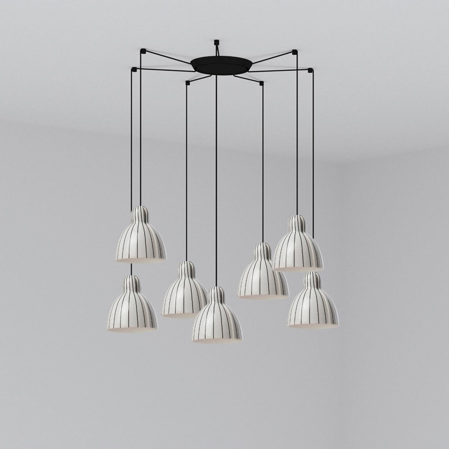 Levně FARO 64255-114-7L VENICE závěsné svítidlo 7x žárovka, bílá s pruhy - FARO