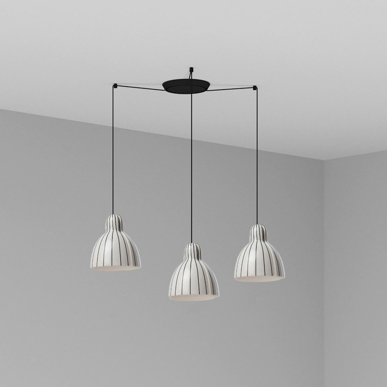 Levně FARO 64255-127-3L VENICE 200 závěsné svítidlo 3x žárovka, bílá s pruhy - FARO