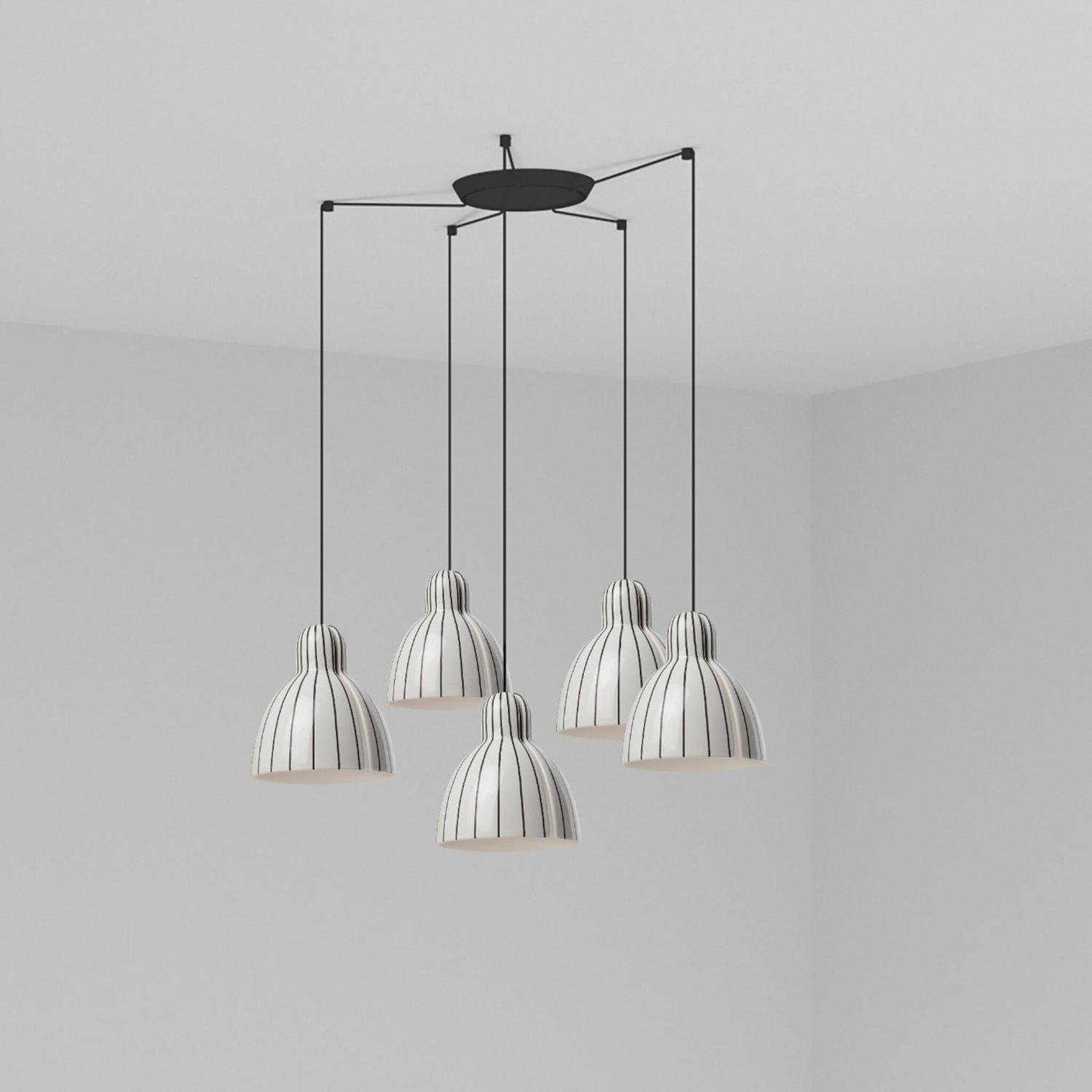 Levně FARO 64255-127-5L VENICE 200 závěsné svítidlo 5x žárovka, bílá s pruhy - FARO
