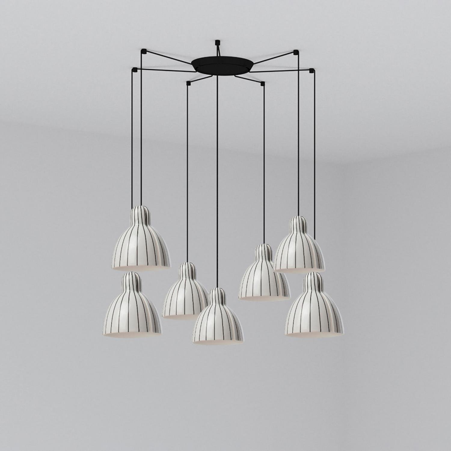 Levně FARO 64255-127-7L VENICE 200 závěsné svítidlo 7x žárovka, bílá s pruhy - FARO