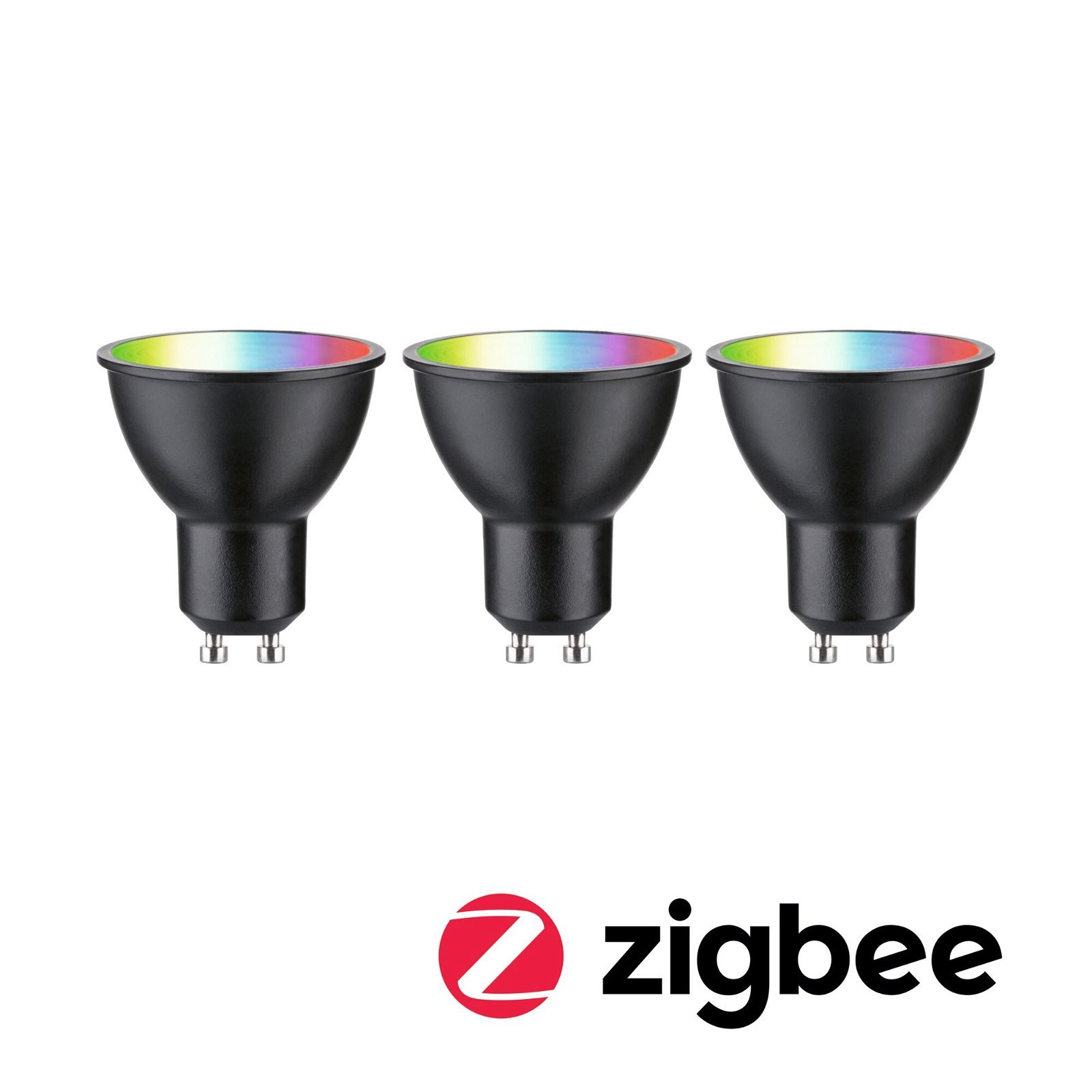 P 29153 Standard 230V Smart Home Zigbee 3.0 LED reflektor GU10 3x4,8W RGBW+ stmívatelné černá mat - PAULMANN