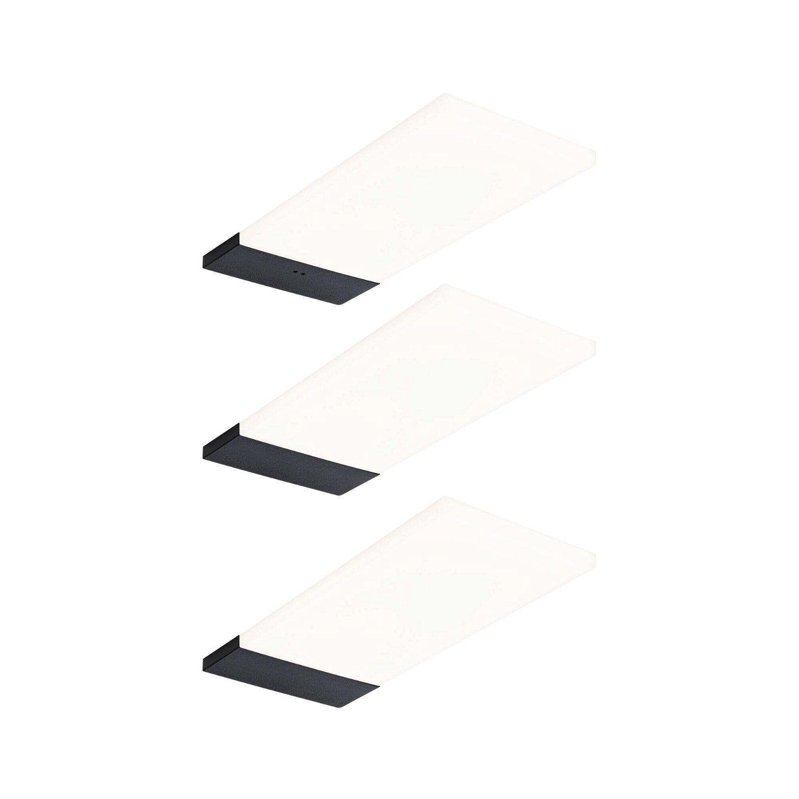 P 92123 LED podskříňkové svítidlo Bredo s čidlem 3ks sada 3000K 3x2,5W 80x190mm 230/12V černá - PAULMANN
