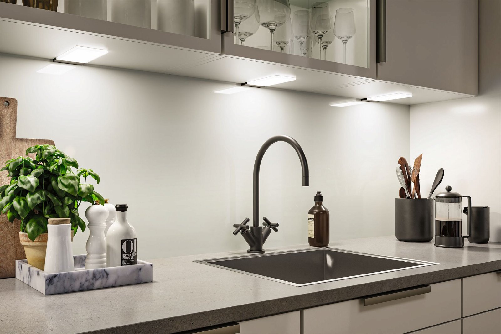 P 92124 LED podskříňkové svítidlo Bredo s čidlem 3ks sada 4000K 3x2,5W 80x190mm 230/12V černá - PAULMANN (obrázek 3)