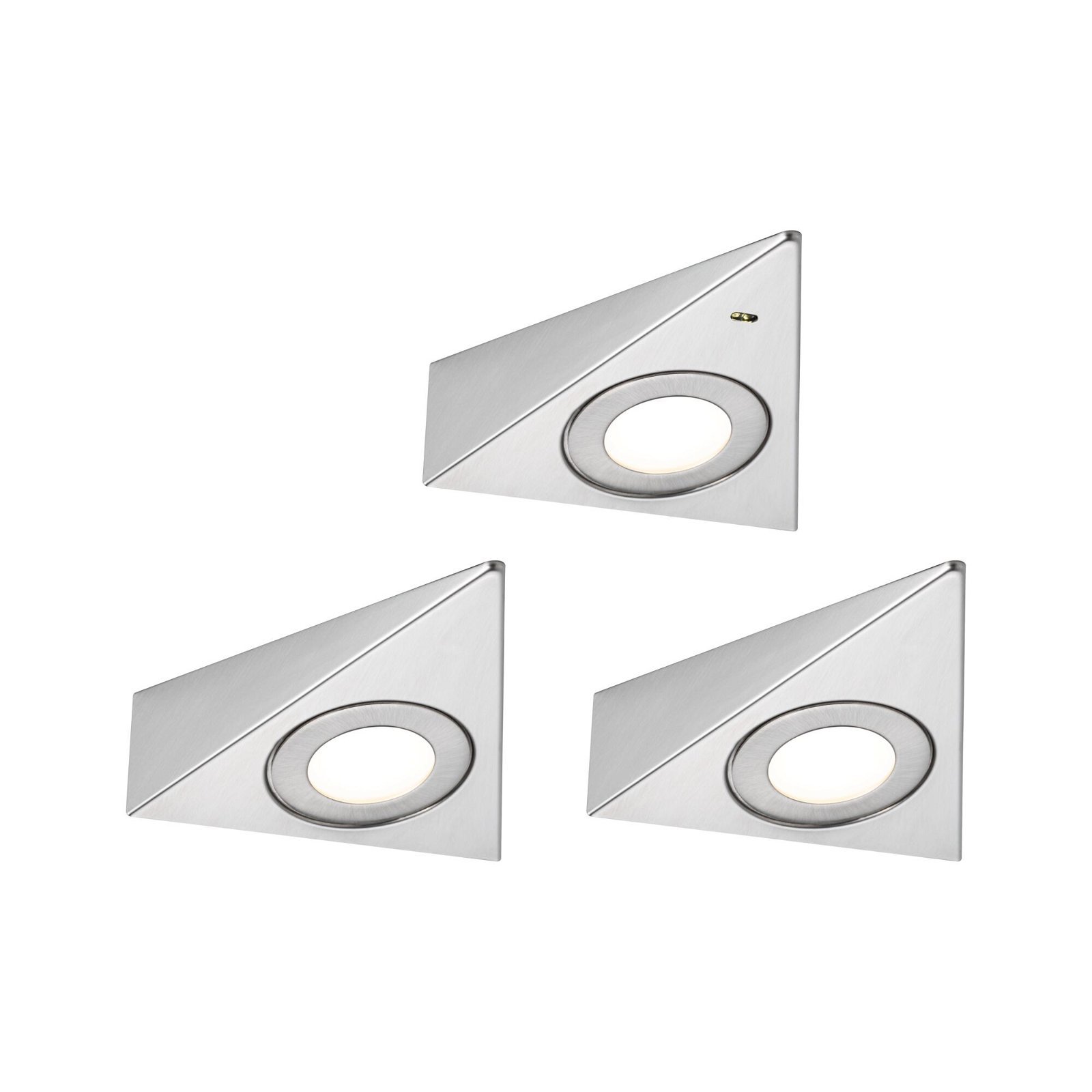 P 92125 LED podskříňkové svítidlo Trias čidlo přiblížení 3ks sada 3x2,7W 135x132mm 230/12V kov kartáčovaný - PAULMANN