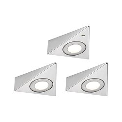 Obrázek pro produkt LED podskříňkové svítidlo Trias čidlo přiblížení 3ks sada 3x2,7W 135x132mm 230/12V kov kartáčovaný - PAULMANN