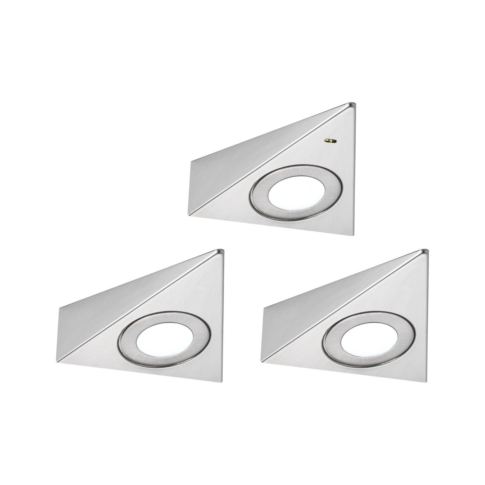 P 92126 LED podskříňkové svítidlo Trias čidlo přiblížení 3ks sada 3x2,7W 135x132mm 230/12V kov kartáčovaný - PAULMANN