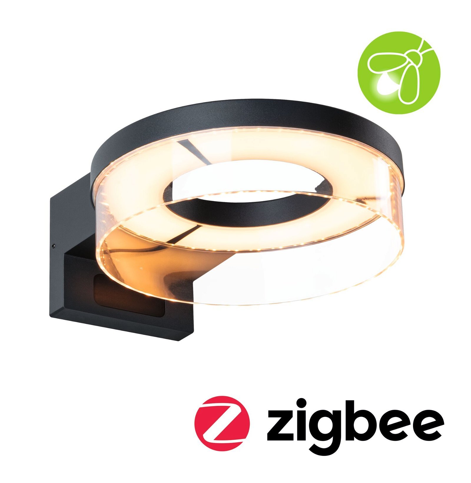 P 93113 LED venkovní nástěnné svítidlo Smart Home Zigbee 3.0 Capea pohybové čidlo neláká hmyz IP44 231mm CCT 12,5W 230V antracit hliník - PAULMANN