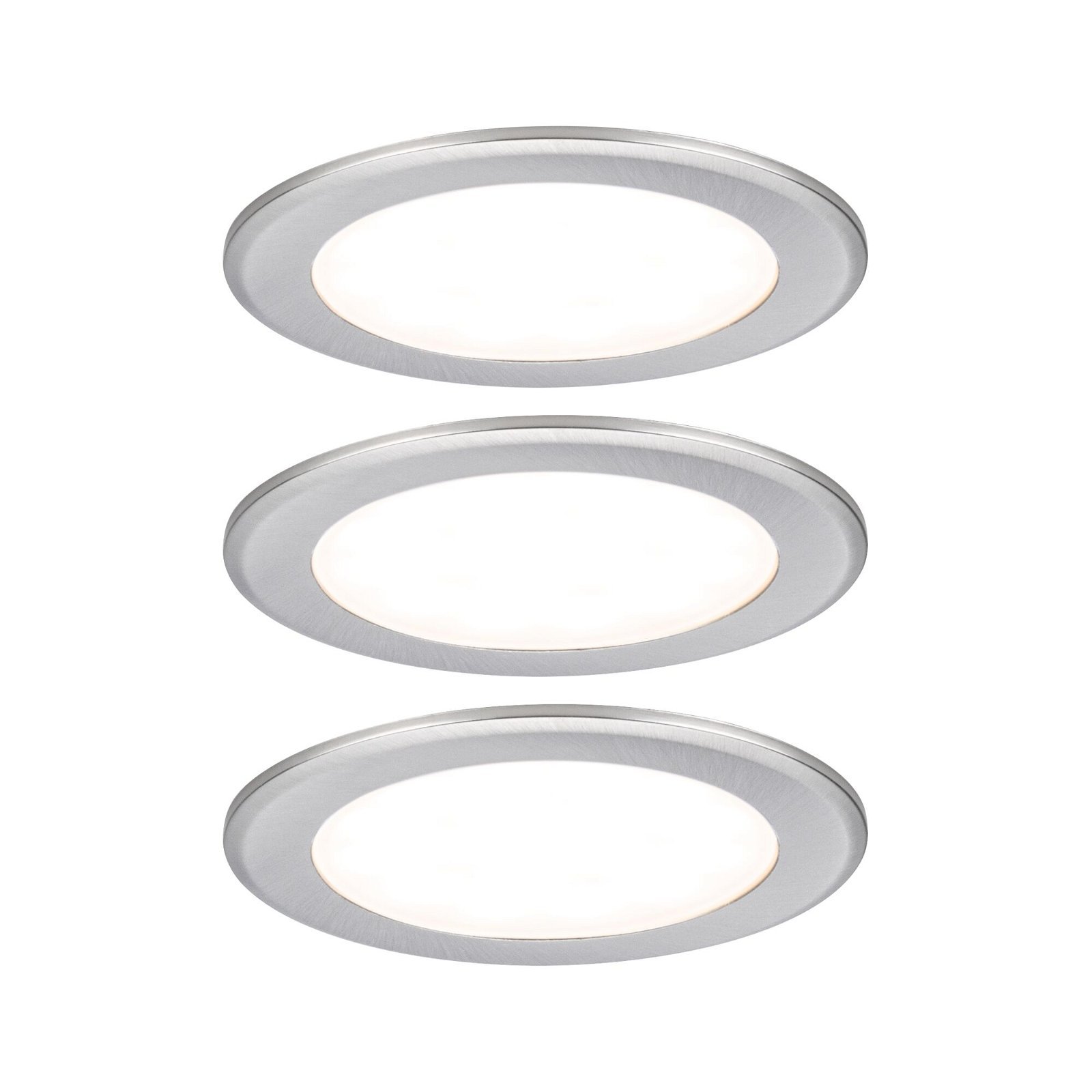 P 93116 LED vestavná nábytková svítidla 3ks sada kruhové 65mm 3x2,5W 230/12V 3000K kov kartáčovaný - PAULMANN