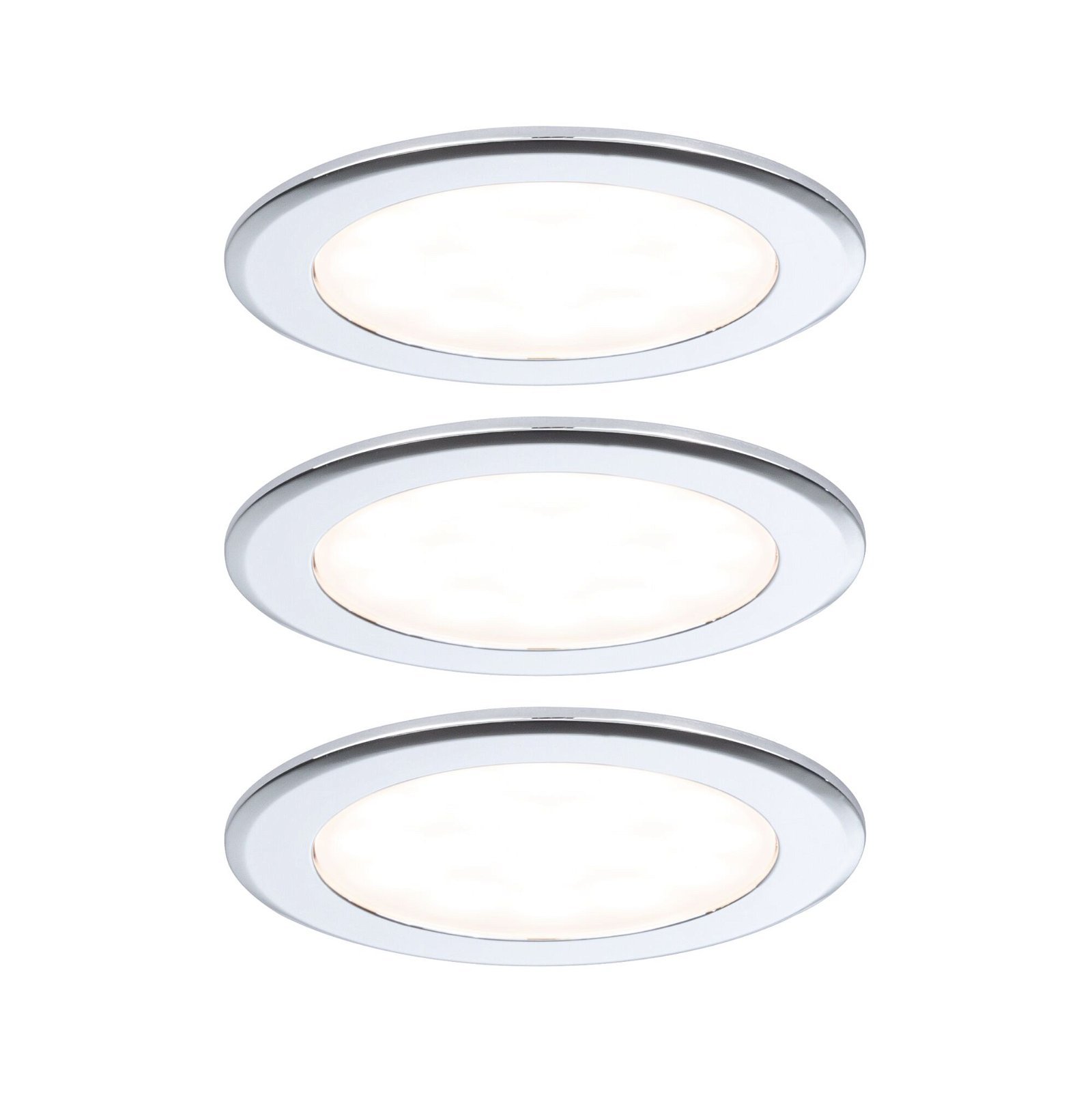 P 93118 LED vestavná nábytková svítidla 3ks sada kruhové 65mm 3x2,5W 230/12V 3000K chrom - PAULMANN