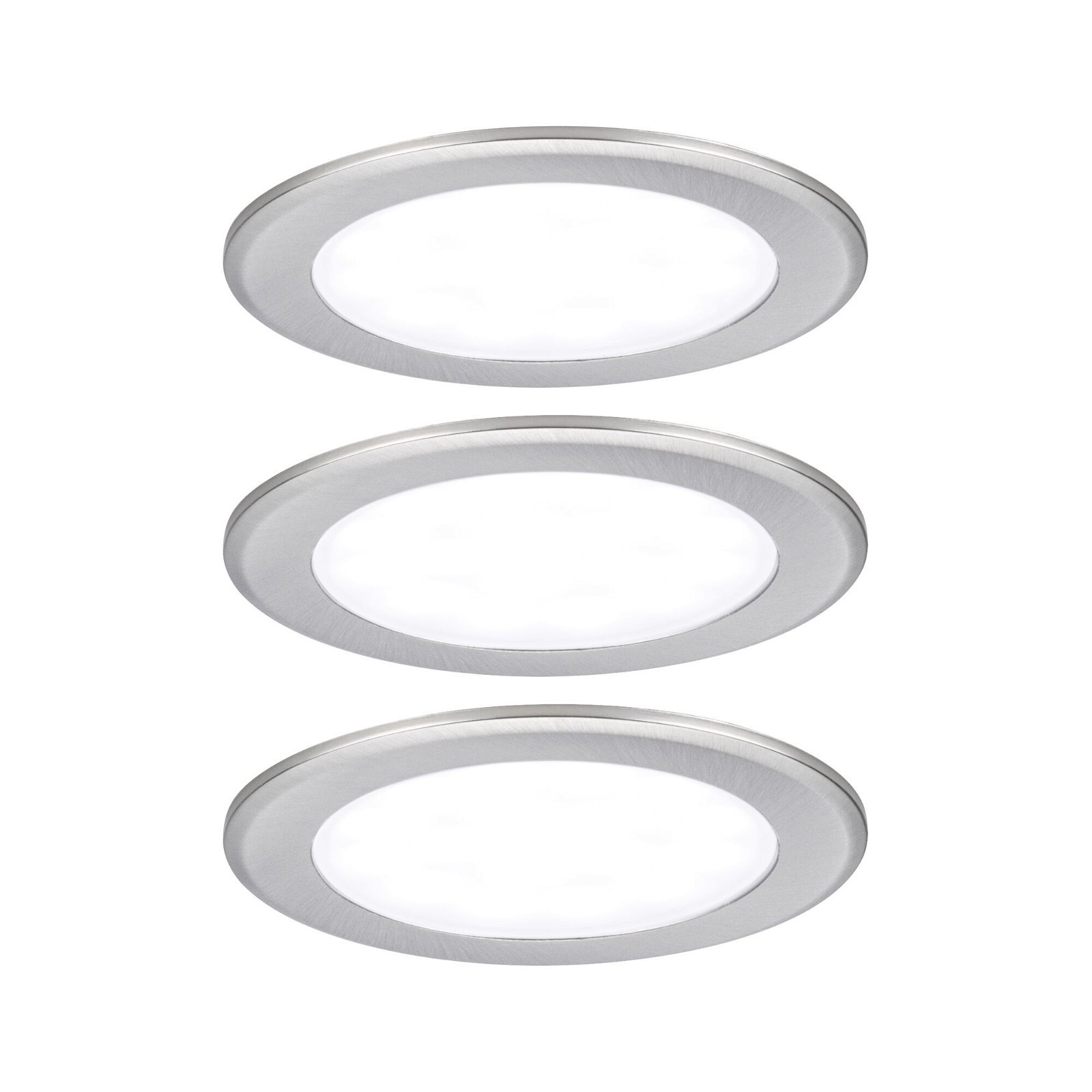 P 93121 LED vestavná nábytková svítidla 3ks sada kruhové 65mm 3x2,5W 230/12V 4000K kov kartáčovaný - PAULMANN