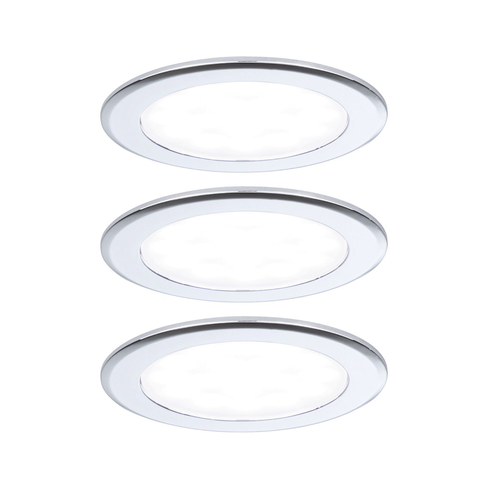 P 93123 LED vestavná nábytková svítidla 3ks sada kruhové 65mm 3x2,5W 230/12V 4000K chrom - PAULMANN