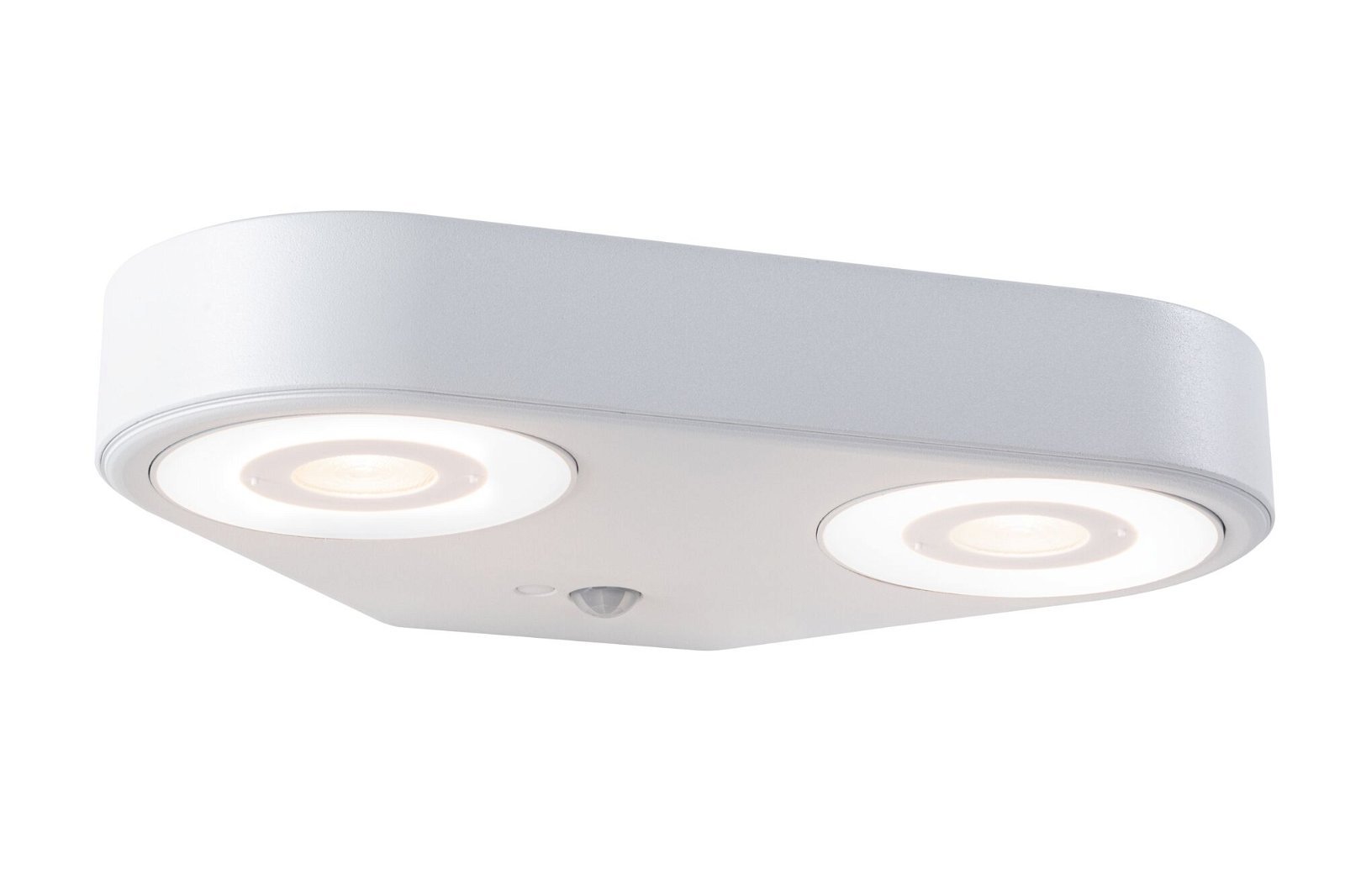 P 94868 LED venkovní nástěnné svítidlo Silma pohybové čidlo dva světelné zdroje IP44 280x176mm 3000K 2x5,5 / 2x0,7W 230V bílá hliník - PAULMANN