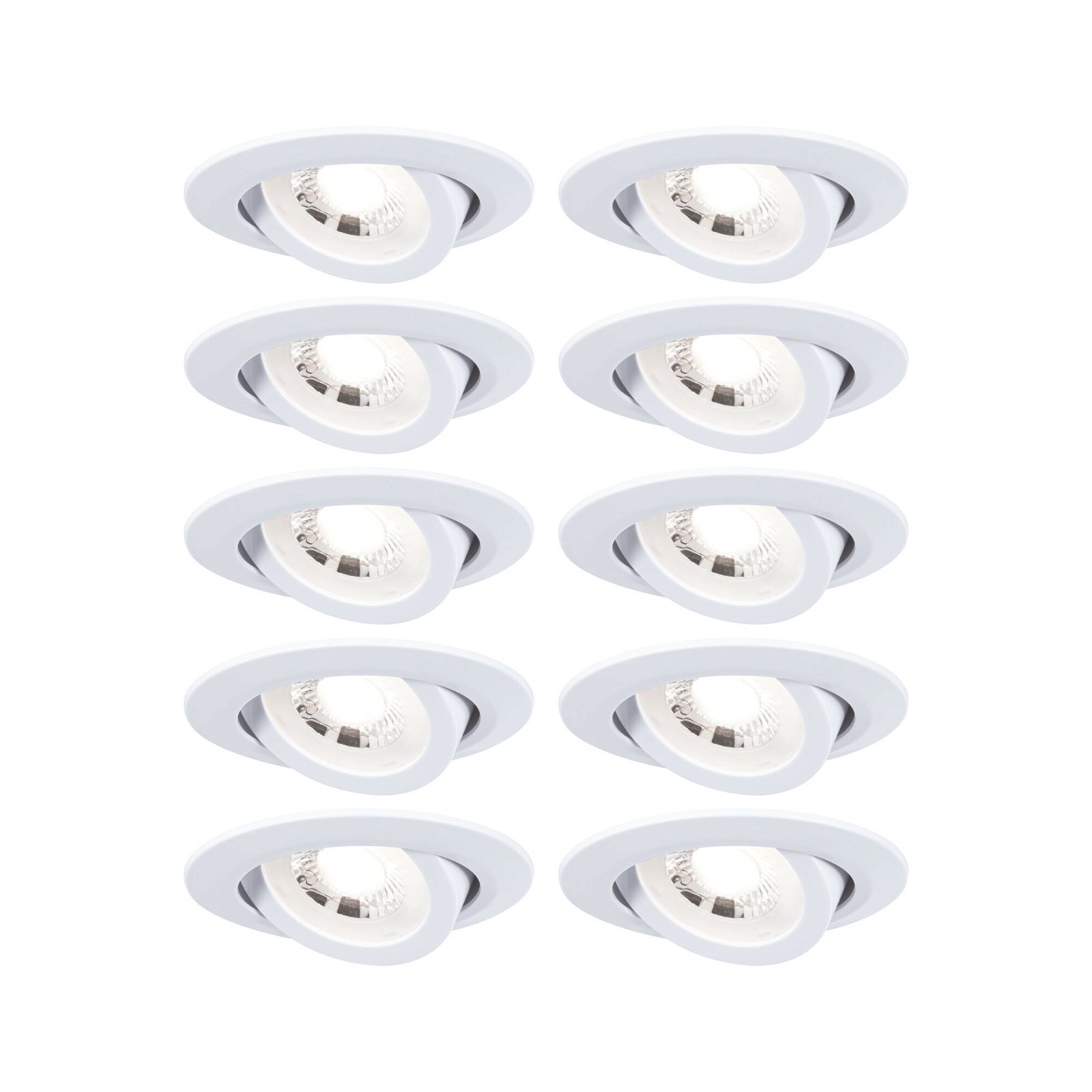 P 99995 LED vestavné svítidlo 3-krokové-stmívatelné 10ks-sada výklopné kruhové 82mm 70° 10x4,8W 230V 3000K bílá mat - PAULMANN