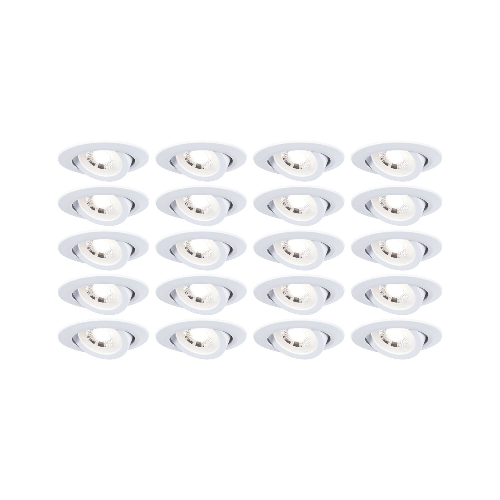 P 99997 LED vestavné svítidlo 20ks-sada výklopné kruhové 82mm 70° 20x4,8W 230V 3000K bílá mat - PAULMANN
