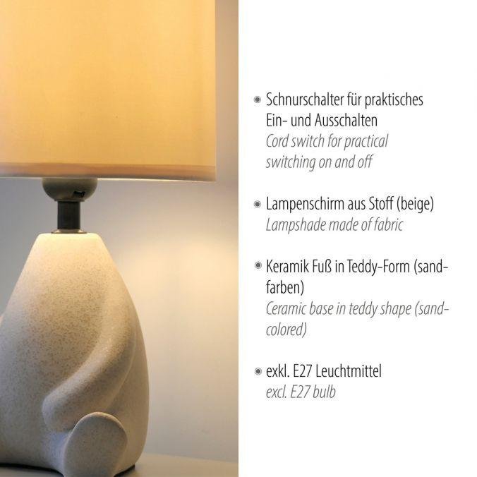 LD 14190-39 TED Stolní lampa béžová, sedící postava, látkové stínidlo, vypínač na kabelu - JUST LIGHT (obrázek 3)