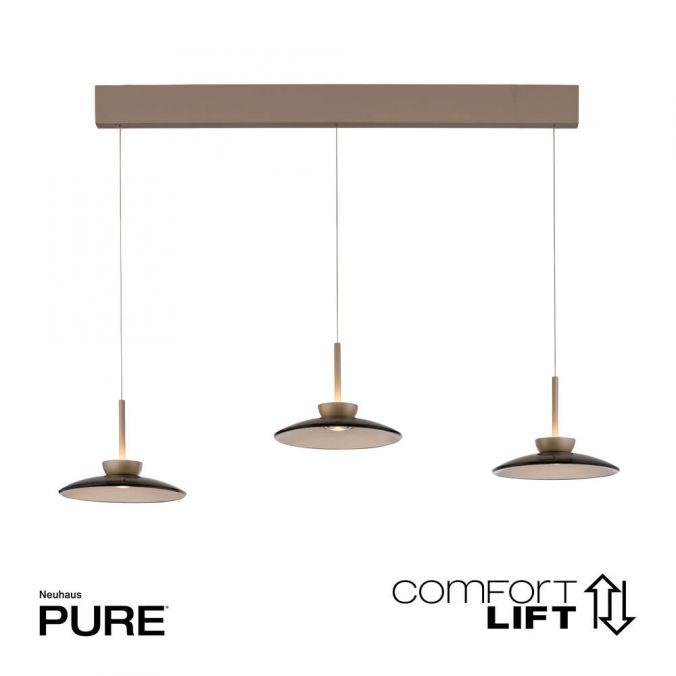 PN 2193-97 LED závěsné svítidlo PURE Moon 3 ramenné nastavitelná výška stmívatelné 2700K bronz / tmavý amber - PAUL NEUHAUS