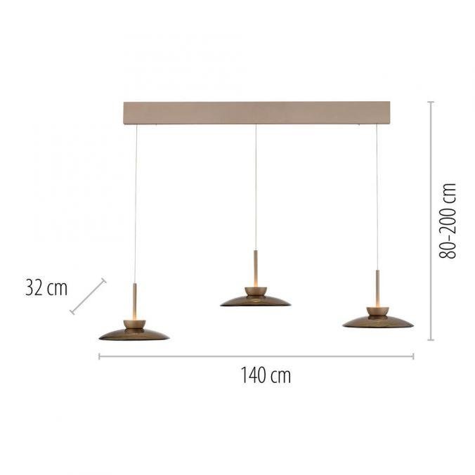 PN 2193-97 LED závěsné svítidlo PURE Moon 3 ramenné nastavitelná výška stmívatelné 2700K bronz / tmavý amber - PAUL NEUHAUS (obrázek 6)