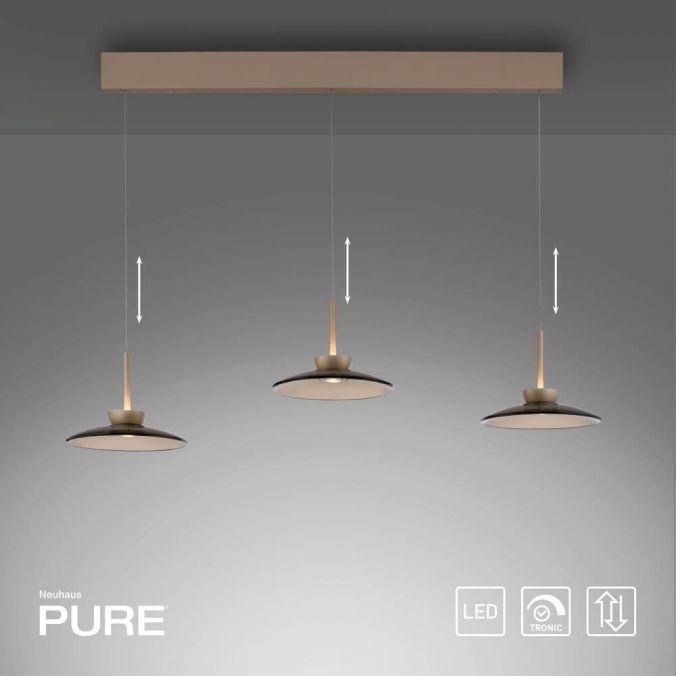 PN 2193-97 LED závěsné svítidlo PURE Moon 3 ramenné nastavitelná výška stmívatelné 2700K bronz / tmavý amber - PAUL NEUHAUS (obrázek 11)