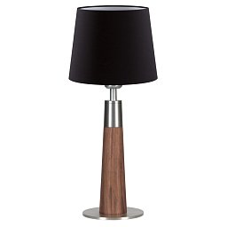 Obrázek pro produkt VÝPRODEJ VZORKU - Stolní lampa Conico E27 max. 60W ořech / látka černá-stříbrná - HERZBLUT